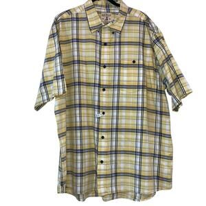 RedHead Plaid Button Down Shirt 2XL Yellow Short Sleeve Fishing Outdoor Casual